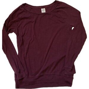 PINK Victoria's Secret Pajama Top Burnout Maroon Size XS Long Sleeve  B17